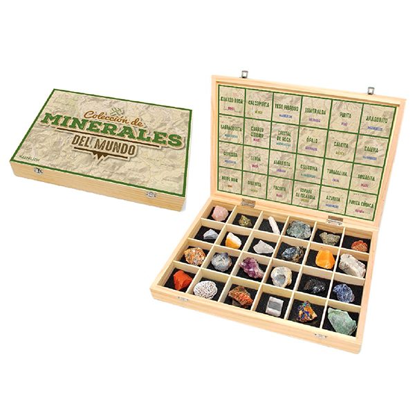 Caja de colección de minerales del mundo