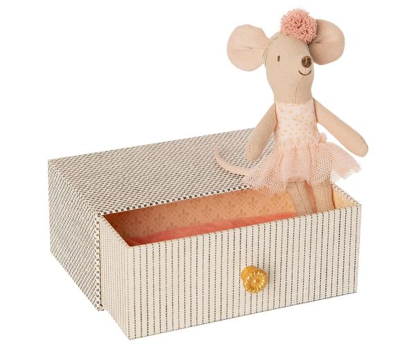Ratoncita bailarina pequeña con camita-cajón Maileg