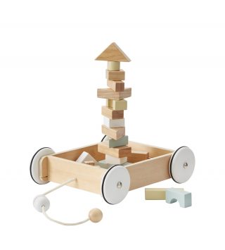 Carrito de madera con piezas de construcción Aiden de Kids Concept