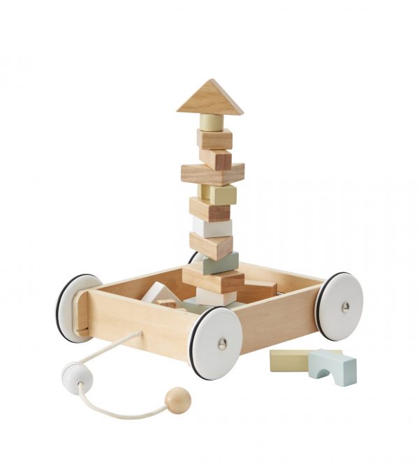 Carrito de madera con piezas de construcción Aiden de Kids Concept