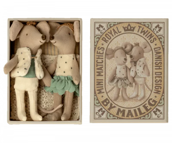 Ratoncitos gemelos Reales Maileg en cajita de fósforos - Imagen 2
