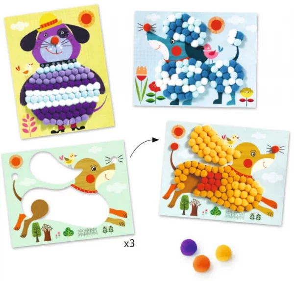 Set de manualidades con pompones Perritos para acariciar de Djeco - Imagen 2