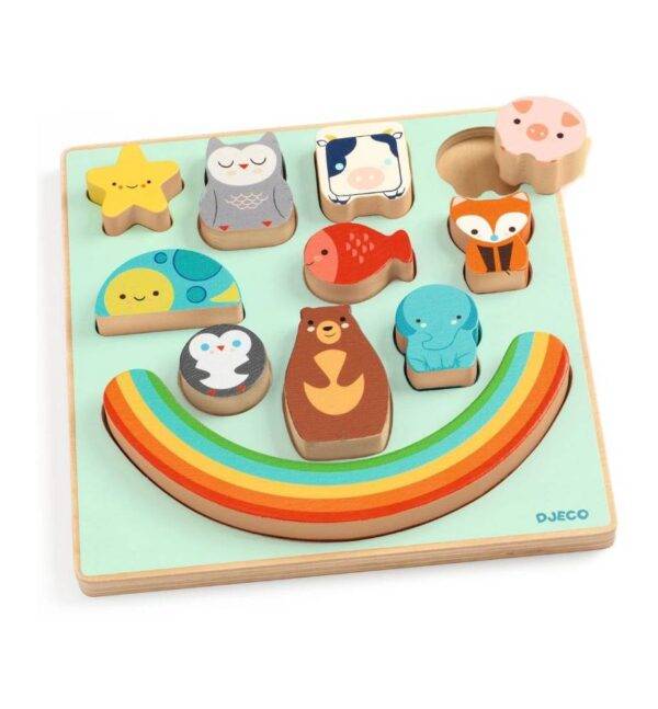 Puzle encajable y juego de equilibrio de Djeco.