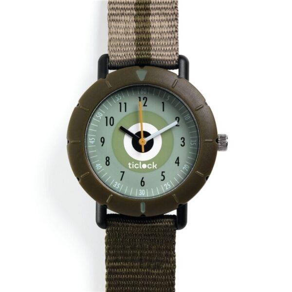 Reloj pulsera de agujas Green Target Ticlock de Djeco