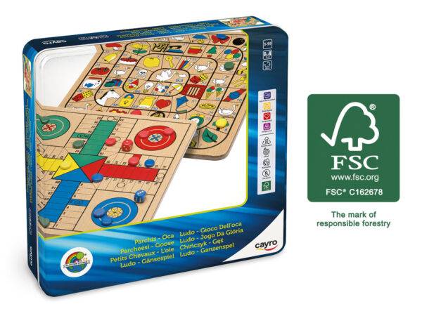Juego de parchís y oca de madera